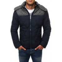 Демисезонная куртка синяя с серой вставкой