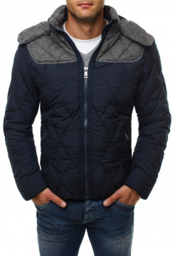 Демисезонная куртка синяя с серой вставкой