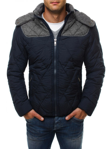 Демисезонная куртка синяя с серой вставкой