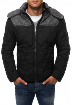 Демисезонная куртка черная с серой вставкой