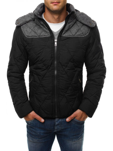 Демисезонная куртка черная с серой вставкой