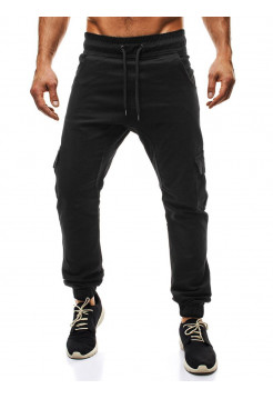 Брюки на резинке с карманами черные