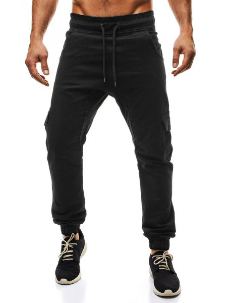 Брюки на резинке с карманами черные