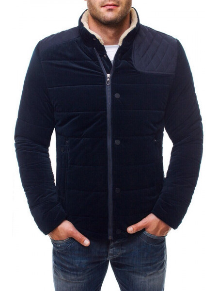 Демисезонная куртка синяя с вставкой