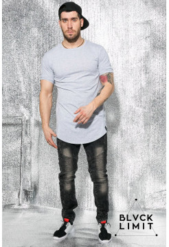 Футболка удлиненная серая