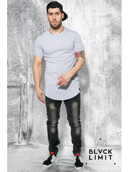 Футболка удлиненная серая