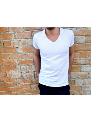 Футболка белая с V вырезом