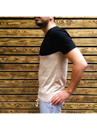 Футболка черно-бежевая