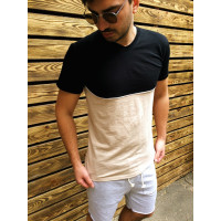 Футболка черно-бежевая