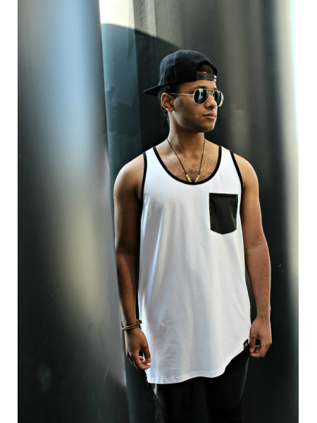 Майка черно-белая ассиметричная