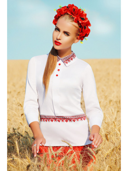 Узор красный блуза Василиса д/р