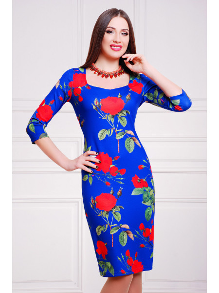 Роза синий платье Вики д/р