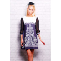 Кружево черное платье Тая-1 (шифон) д/р