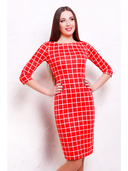 Клетка красная платье Лоя-1Ф д/р