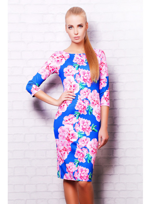 Розовые цветы платье Лоя-1 д/р psФР-00001854_000011437