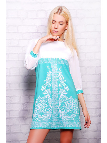 Кружево мята платье Тая-1 (шифон) д/р