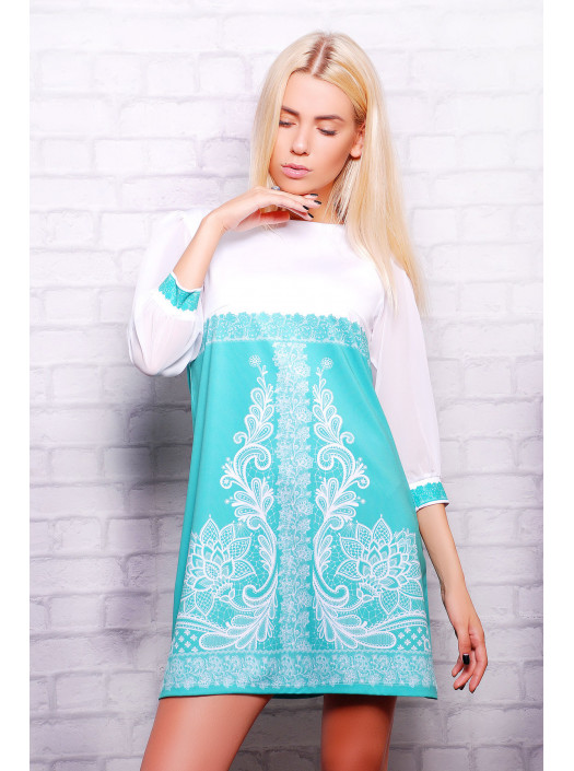 Кружево мята платье Тая-1 (шифон) д/р psФР-00001721_000010323