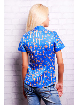 Синий-ключики блуза Деним к/р