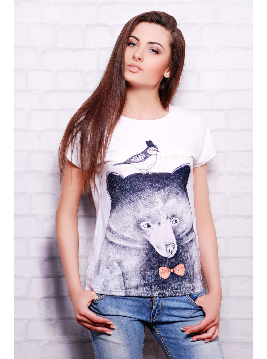 Мишка с птичкой футболка Кимоно psФР-00001637_000009504