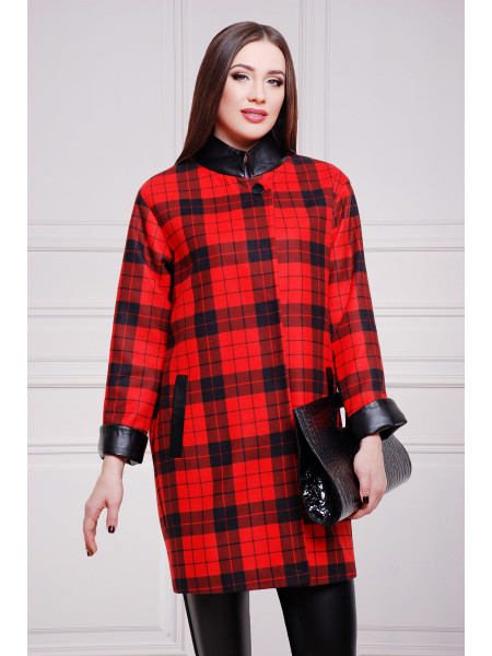 Клетка красно-черная пальто Клоди2