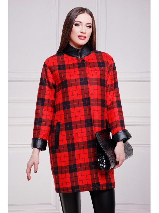 Клетка красно-черная пальто Клоди2 ps00-00000110_000014504