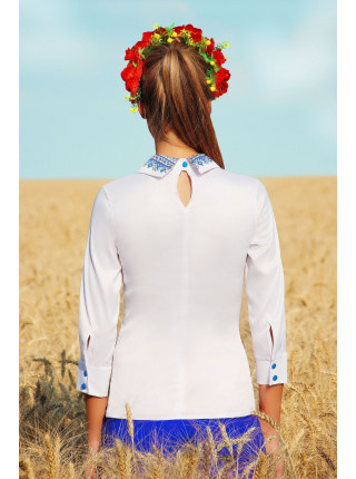 Узор синий блуза Василиса д/р