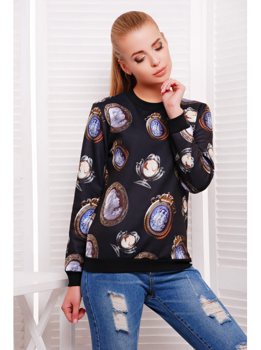 Камеи черный кофта Свитшот №1ДН д/р ps00-00000003_000014536