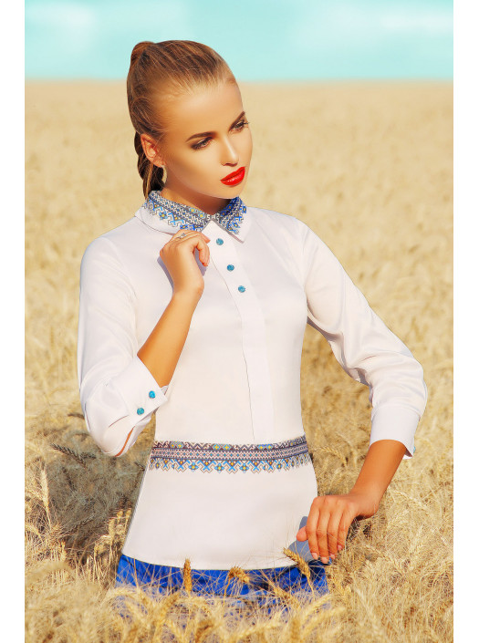 Узор синий блуза Василиса д/р psФР-00001745_000010644