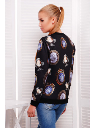 Камеи черный кофта Свитшот №1ДН д/р