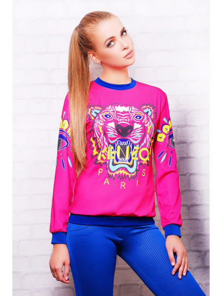 Тигр Кензо малиновый кофта Свитшот №1 (весна) д/р