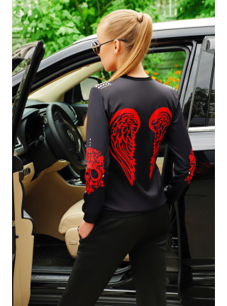 Цветочный красный череп кофта Свитшот №1П (весна) д/р