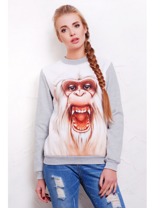 Белая обезьяна кофта Свитшот 2 д/р psФР-00001138_000013590