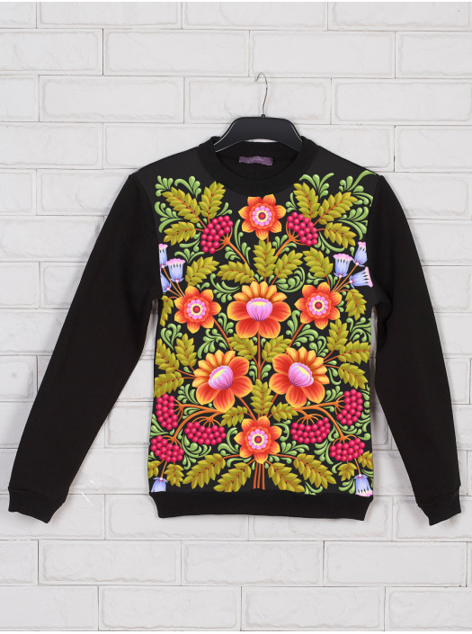 Петриковская роспись2 кофта Свитшот 2 д/р psФР-00001138_000004993