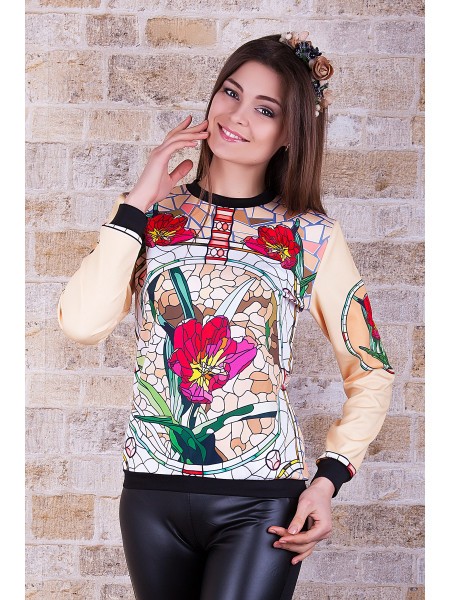 Тюльпан витраж кофта Свитшот №1 (весна) д/р