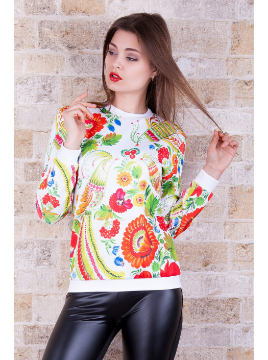 Петриковская роспись4 кофта Свитшот №1 (весна) д/р psФР-00001392_000006973