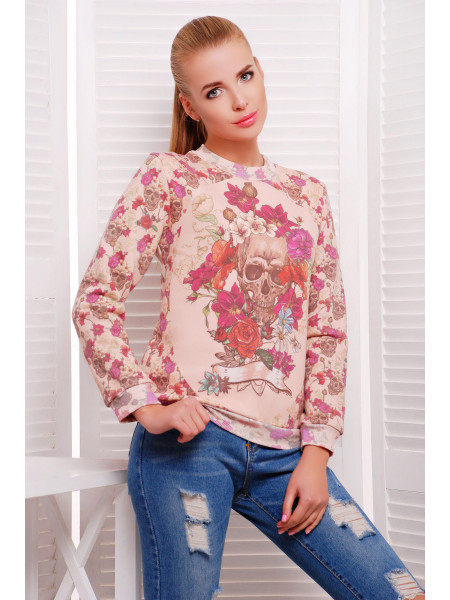 Череп с цветами кофта Свитшот №7 д/р