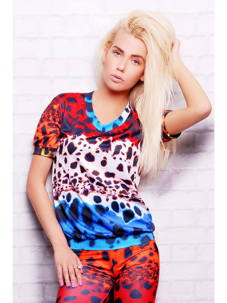 Разноцветный леопард кофта Свитшот №1М (весна) к/р