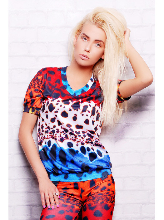 Разноцветный леопард кофта Свитшот №1М (весна) к/р psФР-00001639_000009513