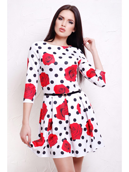 Розы-горох платье Мия-1Ф д/р