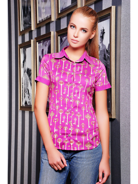 Фуксия-ключики блуза Деним к/р