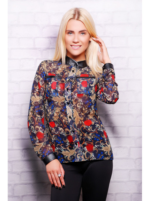 Винтажные цветы блуза Лекса 1 д/р psФР-00001719_000010298