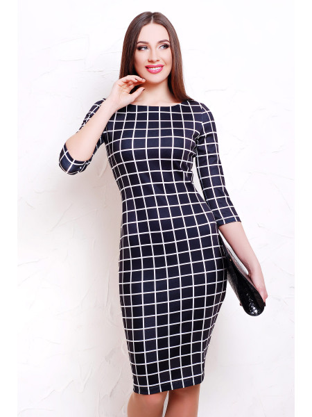 Клетка черная платье Лоя-1Ф д/р