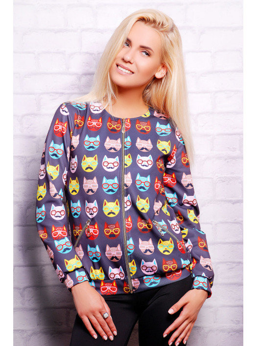 Усатые коты кофта Бомбер2 (весна) д/р psФР-00001536_000010068