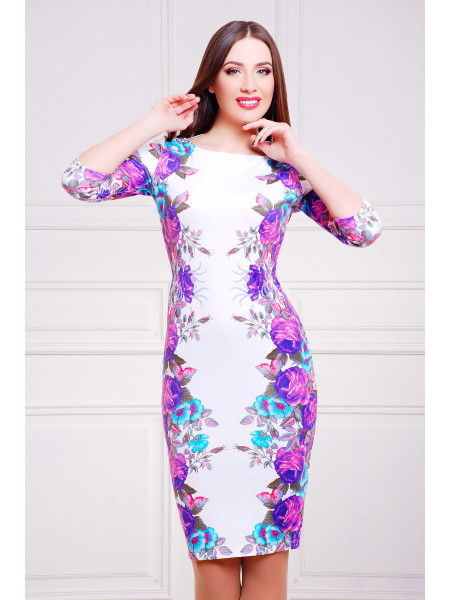 Фиолетовые розы платье Лоя-1 д/р