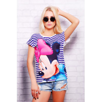 Полоска Minnie футболка Кимоно