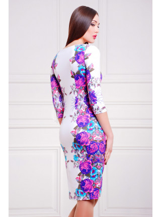 Фиолетовые розы платье Лоя-1Ф д/р