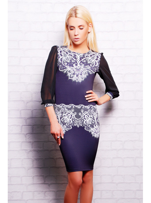 Кружево белое платье Лея-1 (шифон) д/р psФР-00001691_000010026