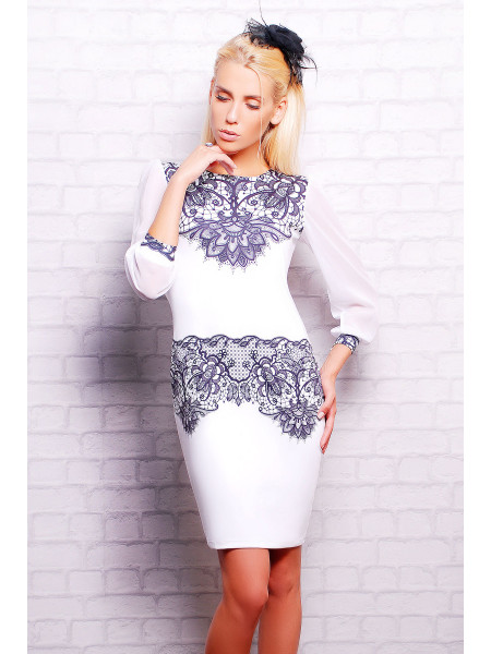 Кружево черное платье Лея-1 (шифон) д/р