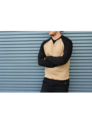 Свитшот HGLN утепленный бежевый с черными рукавами