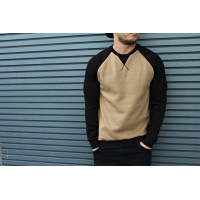 Свитшот HGLN утепленный бежевый с черными рукавами